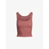 Skims Womens Ribbed Scoop-neck Cotton-jersey Tank Top Redwood Xs