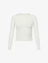 Skims Round-neck Long-sleeve Stretch-cotton Jersey Top In Bone