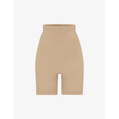 Skims Womens Clay Sculpt Fitted Stretch-woven Shorts In Nude (lingerie)