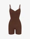 Skims Womens Cocoa Sculpt Ruched Stretch-woven Body In Brown