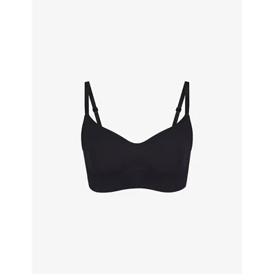 Skims Seamless Sculpt Pullover Bra In Onyx