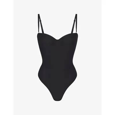 Skims Womens  Body Underwired Thong Bodysuit In Black