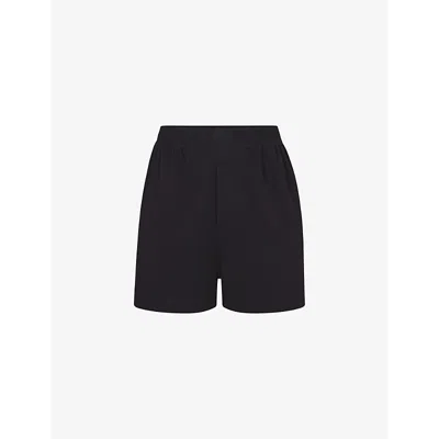 Skims Womens  Boyfriend High-rise Stretch-jersey Pyjama Bottom In Black