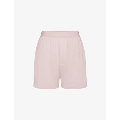 Skims Womens  Boyfriend Loose Jersey Boxer Shorts In Pink