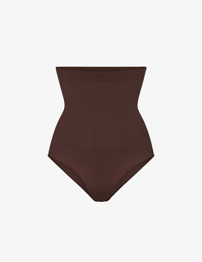 Skims Womens Espresso Core Control High-rise Stretch-woven Briefs In Brown