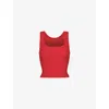 Skims Womens Cotton Rib Scoop-neck Stretch-cotton Tank Top Cranberry In Red