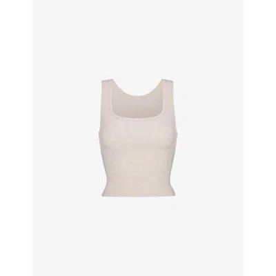 Skims Womens  Cotton Rib Scoop-neck Stretch-cotton Tank Top In Neutral