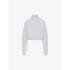 Skims Womens Cropped Half-zip Cotton-blend Jumper Light Heather Grey In Gray