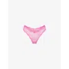 Skims Womens  Dipped Stretch-lace Thong In Pink