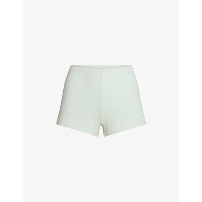 Skims Womens  Elasticated-waistband Ribbed Stretch-cotton Shorts In Neutral
