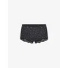 Skims Womens  Fits Everybody Lace-trim Stretch-woven Boy Shorts In Onyx Rosebud Print