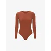 Skims Womens Fits Everybody Round-neck Stretch-woven Body Saffron In Burgundy