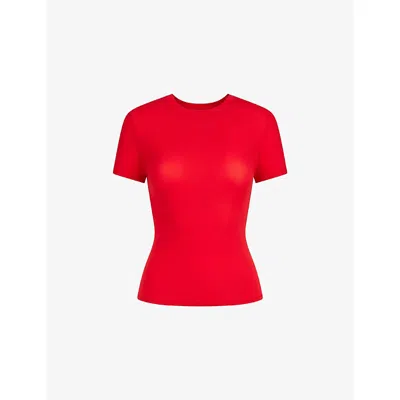 Skims Womens  Fits Everybody Short-sleeve Jersey T-shirt In Red