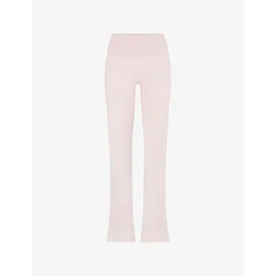 Skims Womens Foldover Slim-fit High-rise Stretch-jersey Trousers Barely Pink