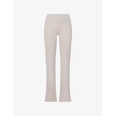 Skims Womens  Foldover Slim-fit High-rise Stretch-jersey Trousers In Neutral