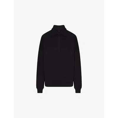 Skims Womens Onyx Half-zip Relaxed-fit Sweatshirt