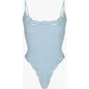 Skims Womens  Lace-trim Sleeveless Stretch-woven Body In Blue