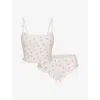 Skims Womens  Pointelle Cropped Cami Cotton-jersey Set In White