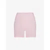 Skims Womens Ribbed High-rise Cotton-jersey Boxers Cherry Blossom In Pink