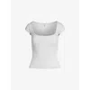 Skims Womens  Scoop-neck Slim-fit Stretch-cotton Top In White