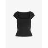 Skims Womens  Scoop-neck Slim-fit Stretch-cotton Top In Black