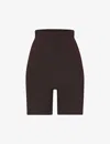 Skims Womens Espresso Sculpt Fitted Stretch-woven Shorts In Brown