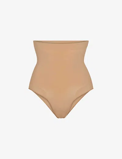 Skims Womens Ochre Sculpting High-rise Stretch-woven Briefs