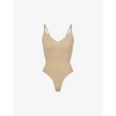 Skims Womens Clay Seamless Sculpt Fitted Stretch-woven Body