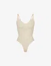 Skims Womens Sand Seamless Sculpt Fitted Stretch-woven Body