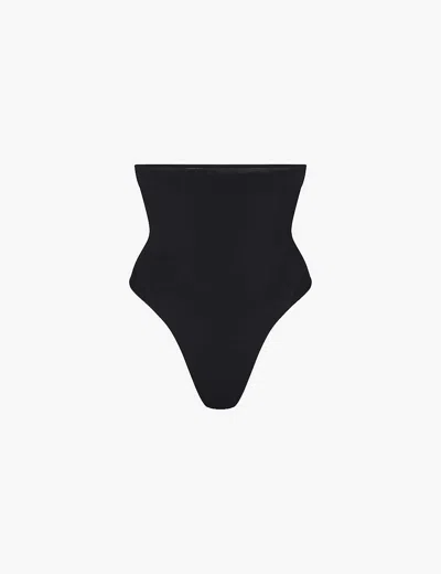 Skims Womens Onyx Seamless Sculpt High-rise Stretch-woven Thong