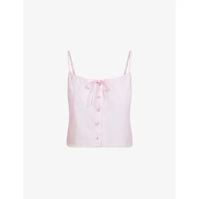 Skims Womens Sleep Striped Cotton Cami Top Cherry Blossom Stripe Xxs In Neutral