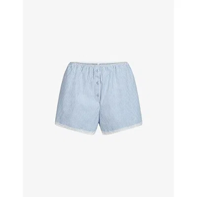 Skims Womens  Sleep Striped Cotton Shorts