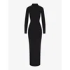 Skims Womens  Soft Lounge Turtleneck Stretch-woven Maxi Dress In Onyx