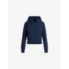 Skims Womens Zip-up Cropped Stretch-cotton Hoody Navy Xl In Blue