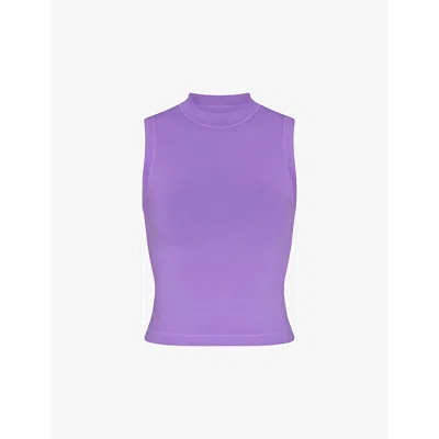 Skims Womens Ultra Violet Cotton Jersey Round-neck Stretch-cotton Tank Top In Ultra Violet