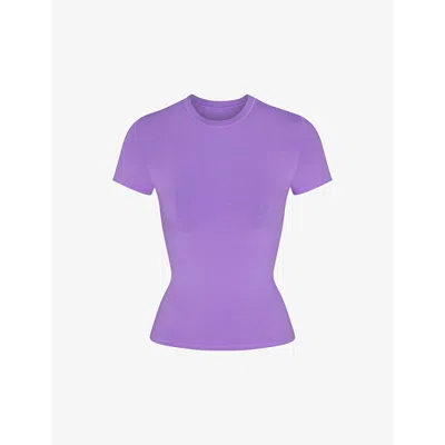 Skims Womens Ultra Violet Short-sleeved Slim-fit Stretch-cotton T-shirt In Ultra Violet