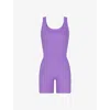 Skims Stretch Cotton Rib Romper In Ultra Violet