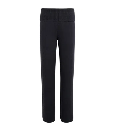 Skims Wool-cashmere Blend Fold-over Trousers In Black