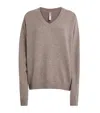 Skims Wool-cashmere Blend V-neck Sweater In Brown