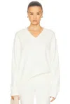 Skims Wool Cashmere V Neck Pullover Sweater In White