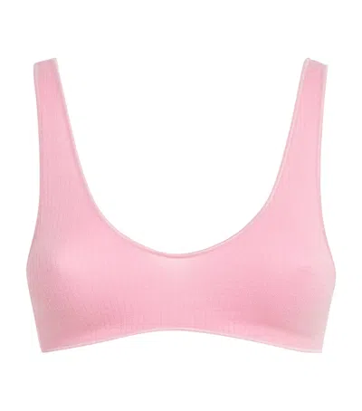 Skims Wool Rib Bralette In Pink