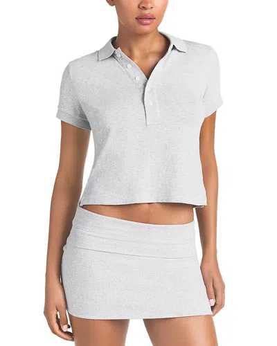 Skims Worn In Cotton Jersey Polo Shirt In White