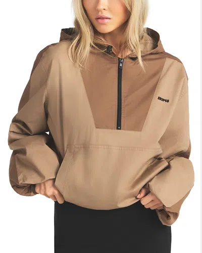 Skims Woven Cotton Half Zip Pullover In Multi