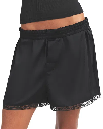 Skims Woven Shine Sleep Boxers In Black