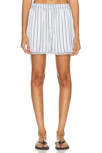 Skims Woven Shine Sleep Lace Boxer Short In White