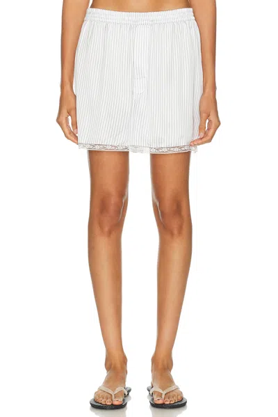 Skims Woven Shine Sleep Lace Boxer Short In White