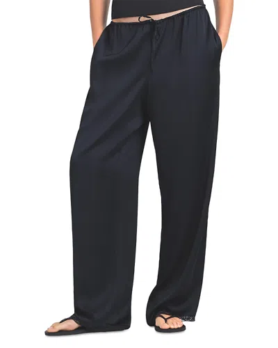 Skims Woven Shine Sleep Pants In Black