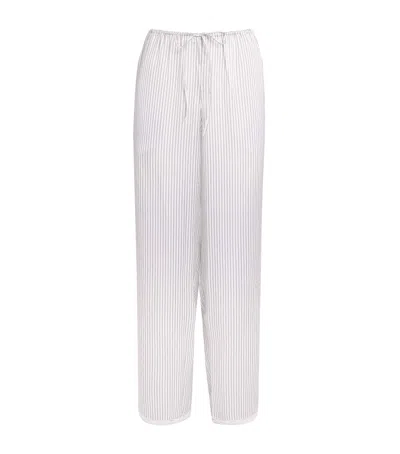Skims Woven Shine Stripe Pyjama Bottoms In Silver