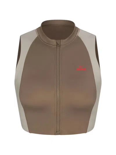 Skims X Nike Front Zip Bra In Brown