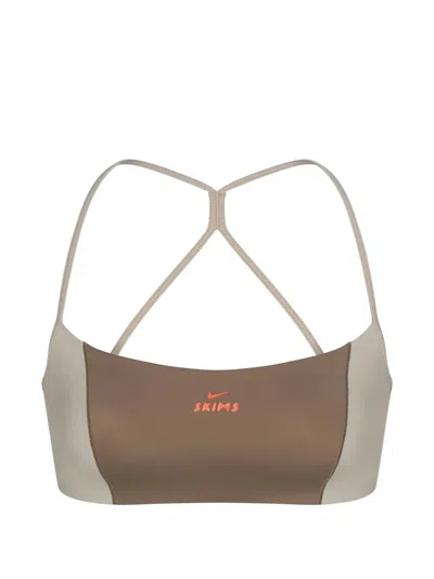 Skims X Nike Scoop Sports Bra In Brown